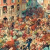 Puzzle Art Collection: Bull Run in Pampeluna