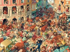 Puzzle Art Collection: Bull Run in Pampeluna