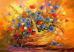 Puzzle Basket with Flowers 1000