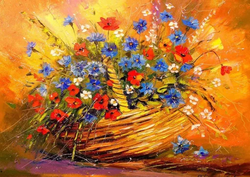 Puzzle Basket with Flowers 1000
