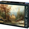 Puzzle Bredow: Romantic Winter Landscape with Ice Skaters by a Castle