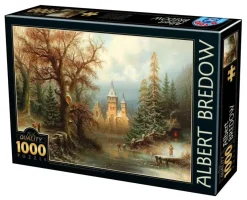 Puzzle Bredow: Romantic Winter Landscape with Ice Skaters by a Castle