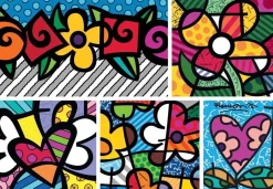 Puzzle Britto - Collage: Hearts and Flowers