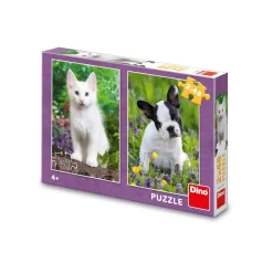 Puzzle Bulldog and kitten 2x48