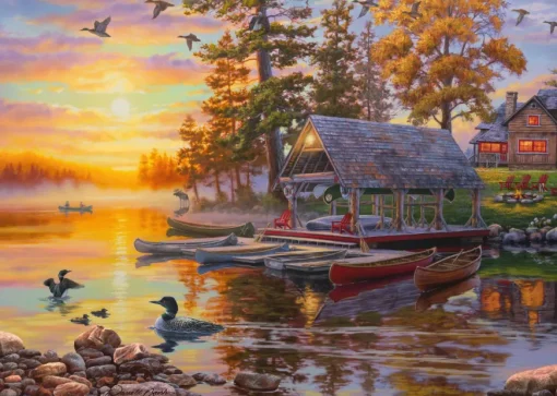 Puzzle Bush: Boathouse with canoes II