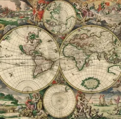 Puzzle Carte du Monde, Produced in Amsterdam, 1689 - 1000