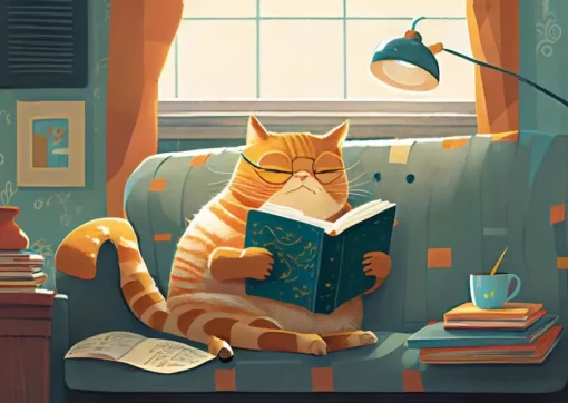 Puzzle Cat and Books