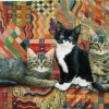 Puzzle Christie, Posky and Zelly on a Deco rug