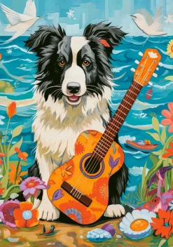 Puzzle Collie, Guitar and the Sea