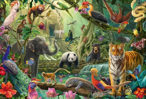 Puzzle Colorful wildlife in the jungle