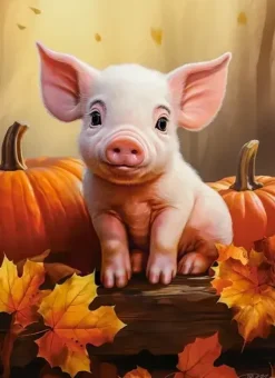 Puzzle Cute Fall Piglet