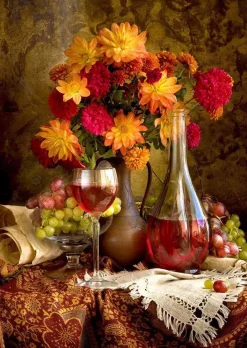 Puzzle Dahlias and Wine