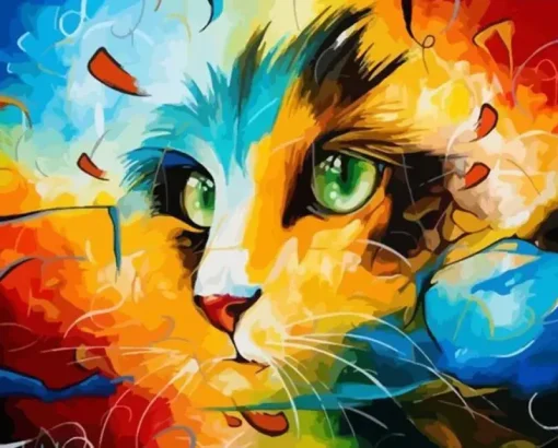 Puzzle Diamant painting: Abstract cat 30x40 cm