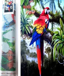 Puzzle Diamant painting: Colorful parrots 80x40cm