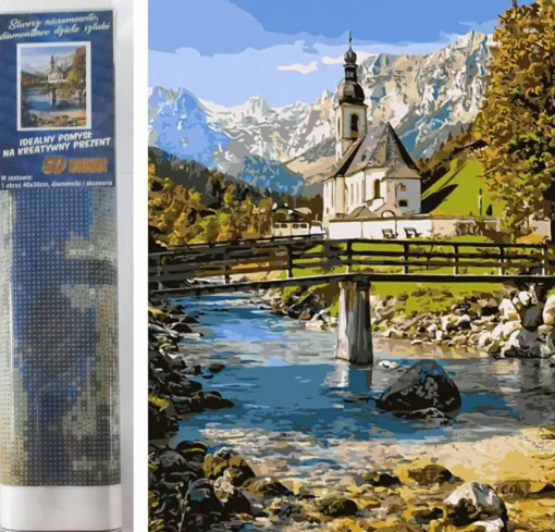 Puzzle Diamant painting: Church in Ramsau 30x40cm