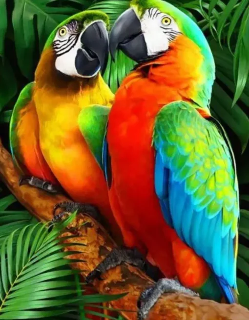 Puzzle Diamant painting: Colorful parrots 30x40cm