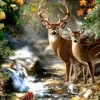 Puzzle Diamant painting: Deer and doe by a forest stream 30x40 cm