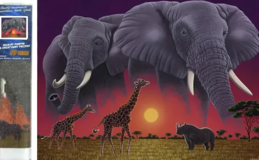 Puzzle Diamant painting: Elephants on the savannah 30x40 cm