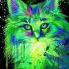 Puzzle Diamant painting: Fluorescent cat 30x40 cm