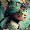 Puzzle Diamant painting: Girl with a bird 30x40 cm