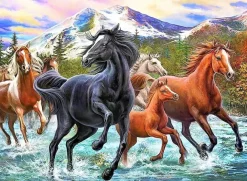Puzzle Diamant painting: Horses in the water 30x40cm