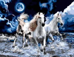 Puzzle Diamant painting: Horse Trio 30x40cm