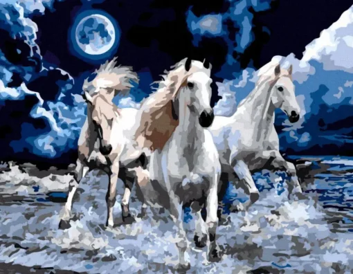 Puzzle Diamant painting: Horse Trio 30x40cm