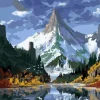Puzzle Diamant painting: Ice castle in the mountains 30x40cm