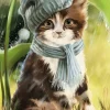 Puzzle Diamant painting: Kitten with hat and scarf 30x40 cm