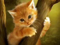 Puzzle Diamant painting: Kitten on the tree 30x40cm