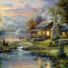 Puzzle Diamant painting: Mountain chalet by the lake 30x40 cm