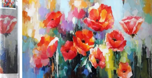 Puzzle Diamant painting: Poppies 80x40 cm
