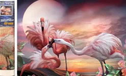 Puzzle Diamant painting: Pink flamingos 30x40cm