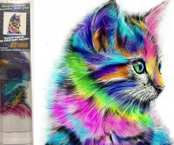 Puzzle Diamant painting: Rainbow kitten 30x40cm