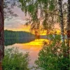 Puzzle Diamant painting: Sunset over the lake 30x40 cm