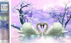 Puzzle Diamant painting: Swan love 30x40cm