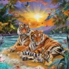 Puzzle Diamant painting: Tiger family 30x40 cm