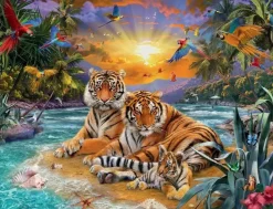 Puzzle Diamant painting: Tiger family 30x40 cm