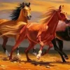 Puzzle Diamant painting: Three stallions 80x40 cm