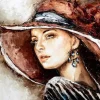 Puzzle Diamant painting: The lady in the hat 30x40cm