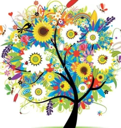 Puzzle Diamant painting: Tree in Blossom 30x30cm 7D