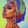 Puzzle Diamant painting: Woman with colorful scarf 30x40 cm
