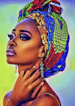 Puzzle Diamant painting: Woman with colorful scarf 30x40 cm