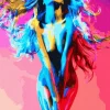 Puzzle Diamant painting: Woman covered in colors 30x40 cm