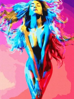 Puzzle Diamant painting: Woman covered in colors 30x40 cm