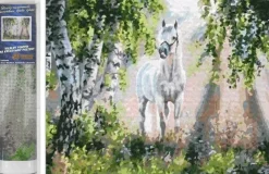 Puzzle Diamant painting: White horse 30x40 cm