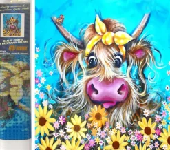 Puzzle Diamond Painting A cow with a bow 30x40cm