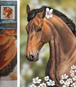 Puzzle Diamond Painting Kô艌 s kvetinami 30x40cm