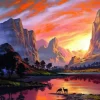Puzzle Diamond Painting Mountain valley 30x40cm