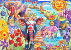 Puzzle Elephants in the Garden 2000
